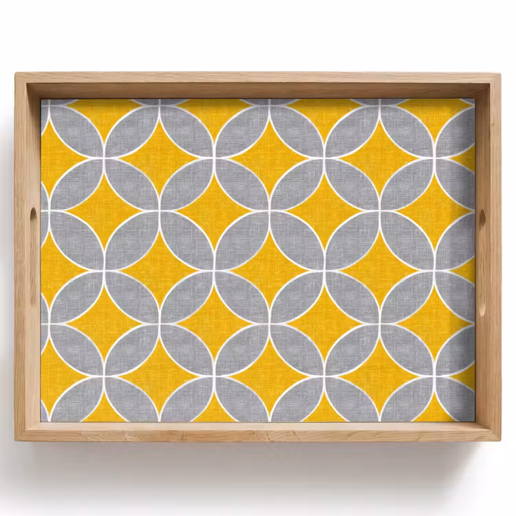 Bandeja - Geométrico - Círculos - Textura - Gris - Amarillo — 1