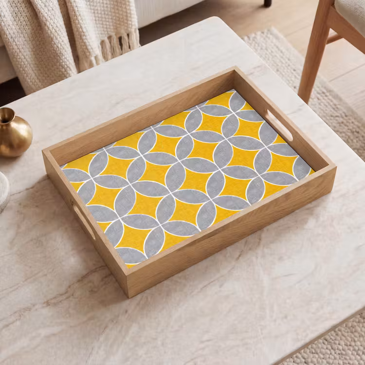 Bandeja - Geométrico - Círculos - Textura - Gris - Amarillo — 2