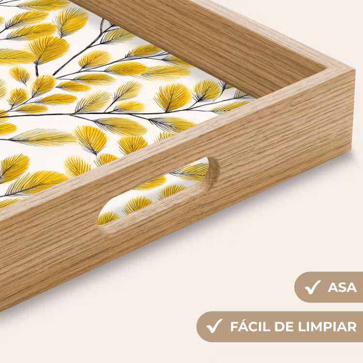 Bandeja - Hojas - Botánico - Elegante - Amarillo - Negro — 8