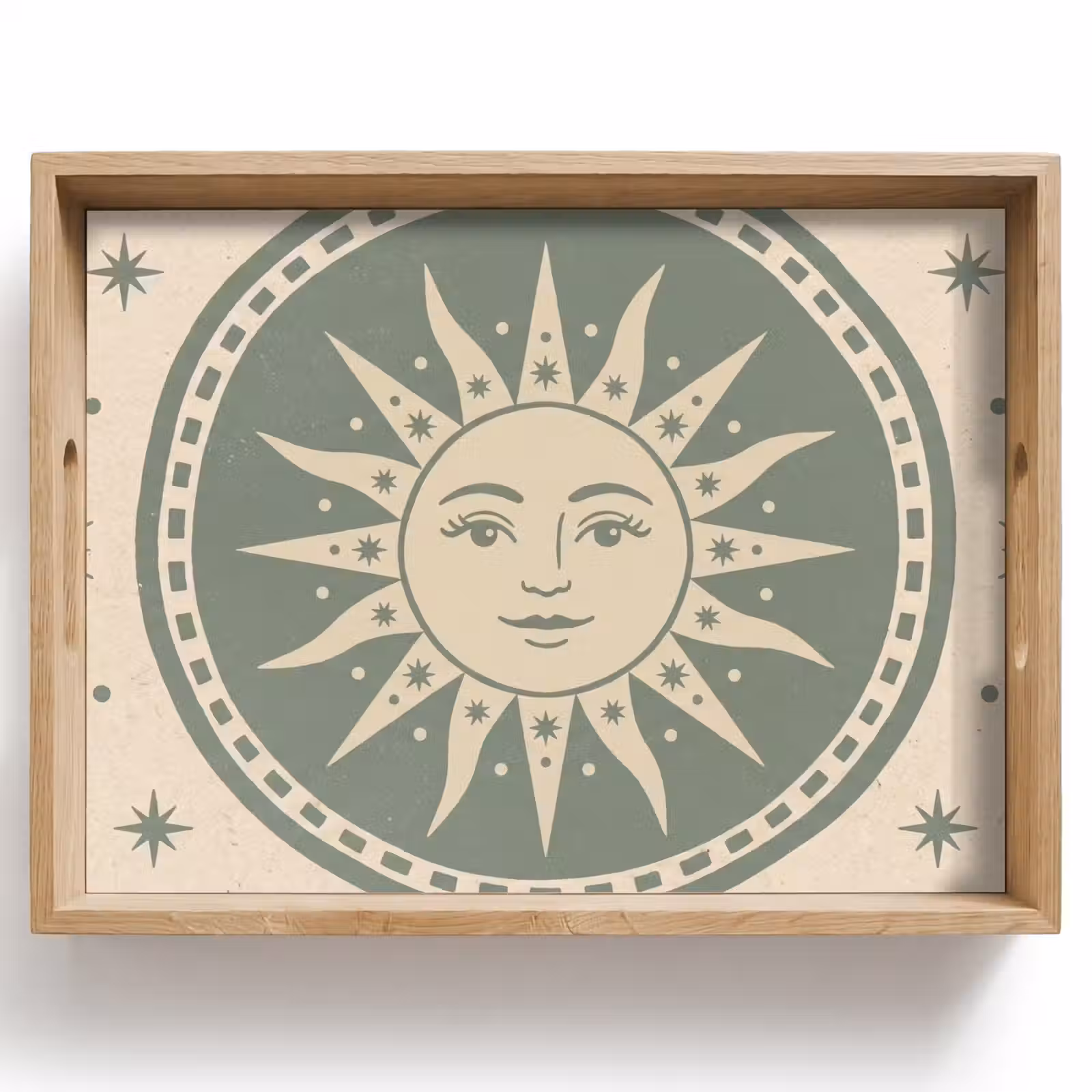Bandeja - Sol - Estrellas - Astrología - Vintage - Verde — 1