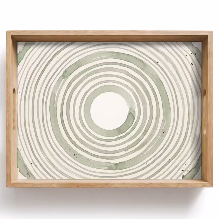 Bandeja - Abstracción - Círculos - Acuarela - Verde - Moderno — 1
