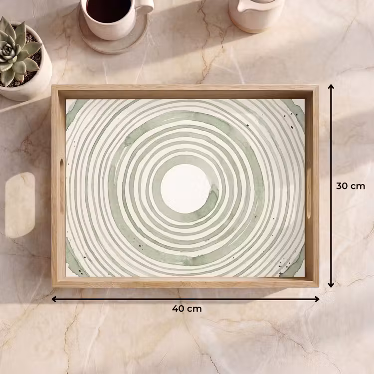 Bandeja - Abstracción - Círculos - Acuarela - Verde - Moderno — 7