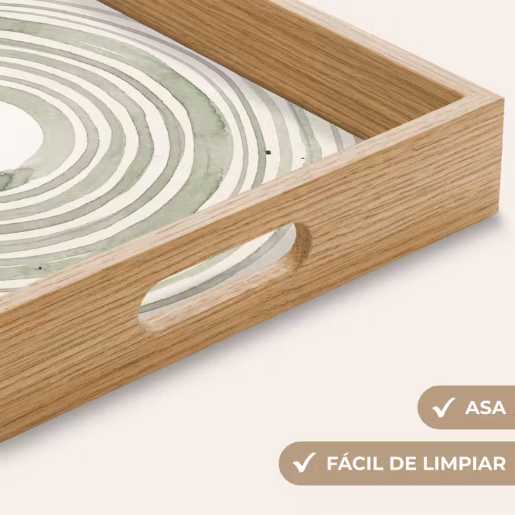 Bandeja - Abstracción - Círculos - Acuarela - Verde - Moderno — 8