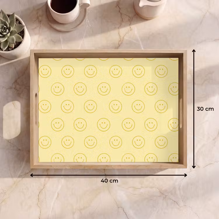Bandeja - Emoticonos - Estampado - Retro - Amarillo suave — 7