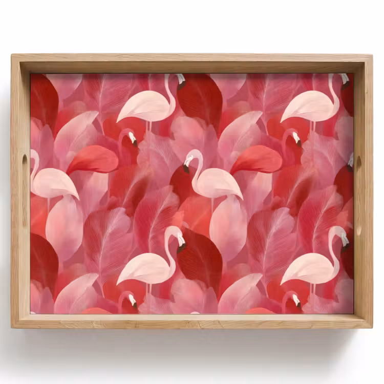 Bandeja - Flamenco - Botánico - Elegante - Rosa - Rojo — 1