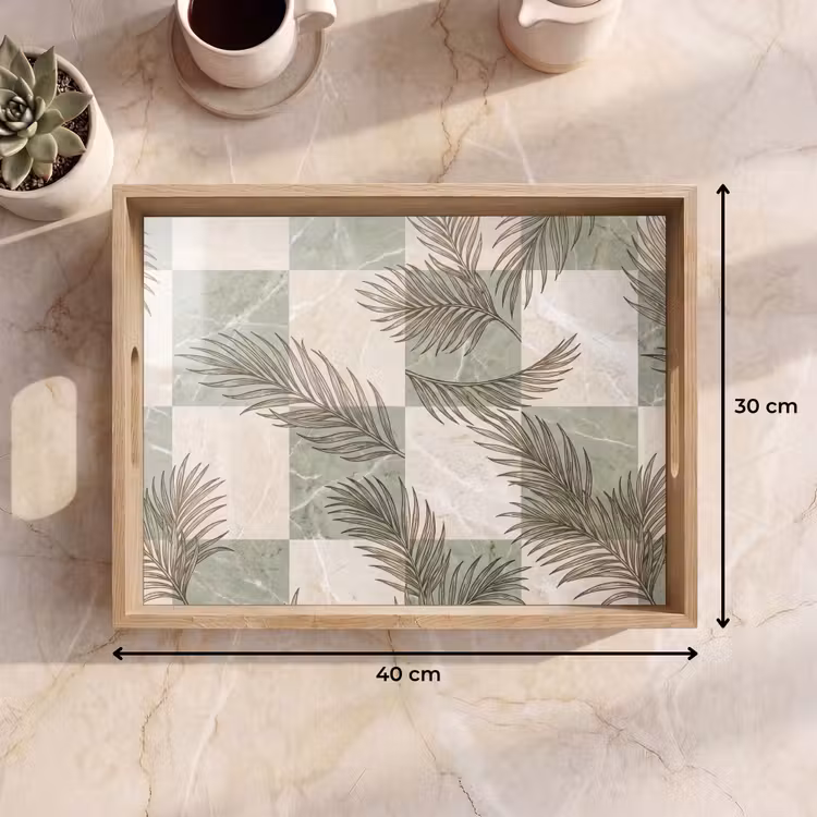 Bandeja - Plantas - Hojas - Mármol - Moderno - Verde — 7