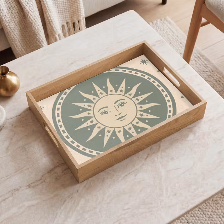 Bandeja - Sol - Estrellas - Astrología - Vintage - Verde — 2