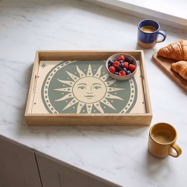 Bandeja - Sol - Estrellas - Astrología - Vintage - Verde — 3