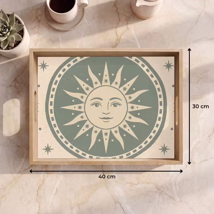 Bandeja - Sol - Estrellas - Astrología - Vintage - Verde — 7
