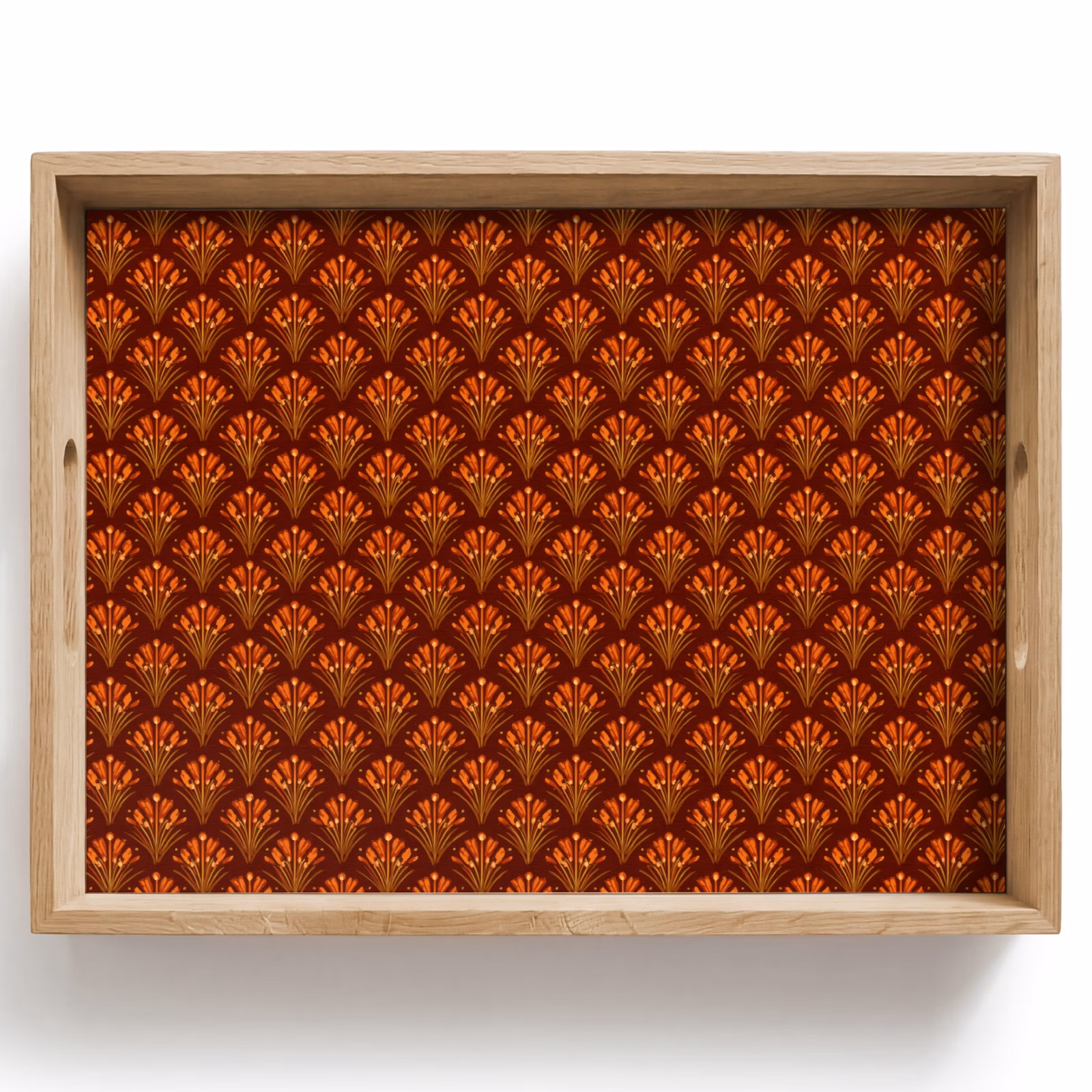 Bandeja - Abanicos - Art Déco - Botánico - Marrón rojizo - Naranja — 1