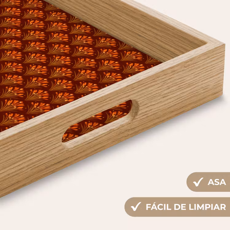 Bandeja - Abanicos - Art Déco - Botánico - Marrón rojizo - Naranja — 8