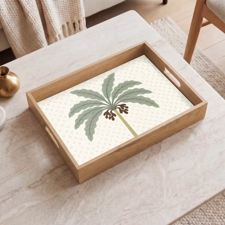 Bandeja - Árbol - Hojas - Verde - Decorativo - Beige — 2