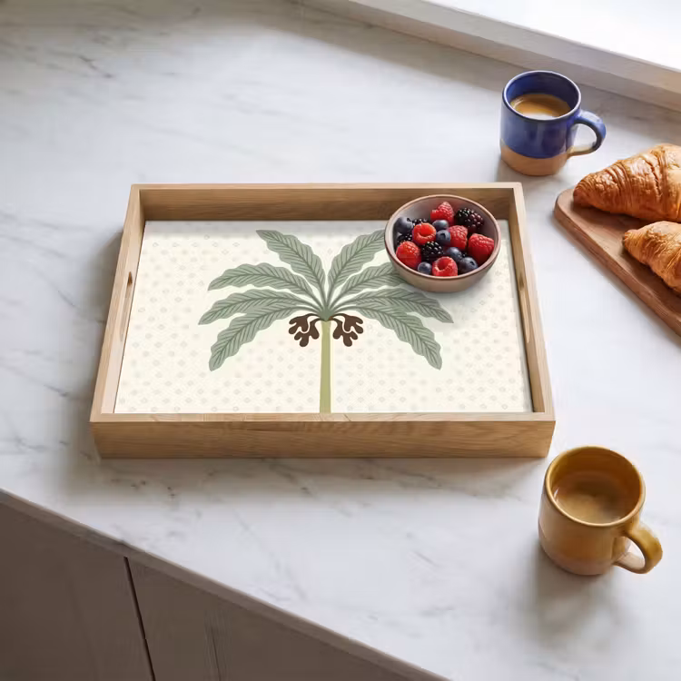 Bandeja - Árbol - Hojas - Verde - Decorativo - Beige — 3