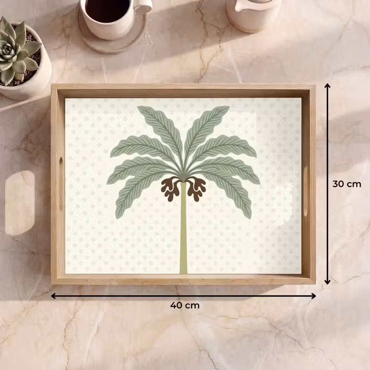 Bandeja - Árbol - Hojas - Verde - Decorativo - Beige — 7