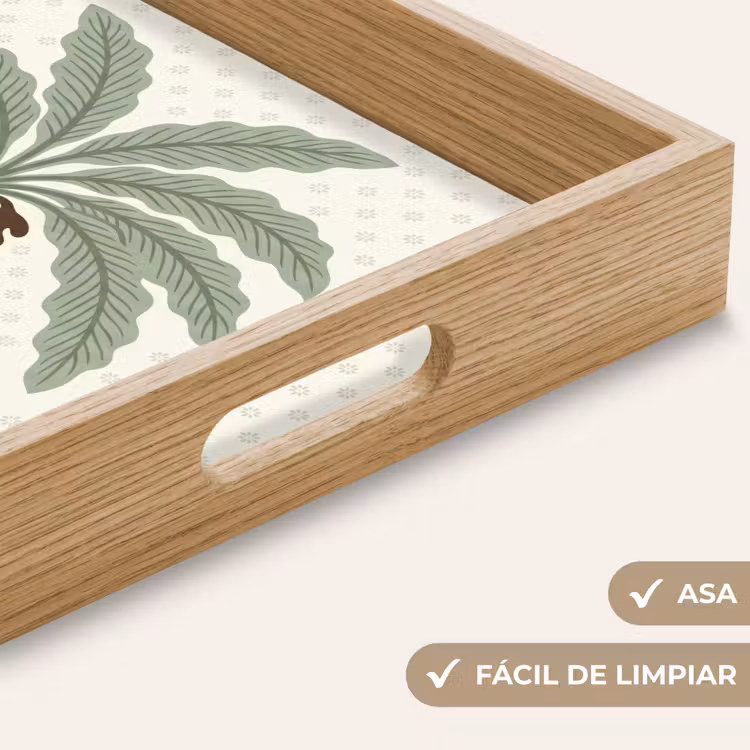 Bandeja - Árbol - Hojas - Verde - Decorativo - Beige — 8