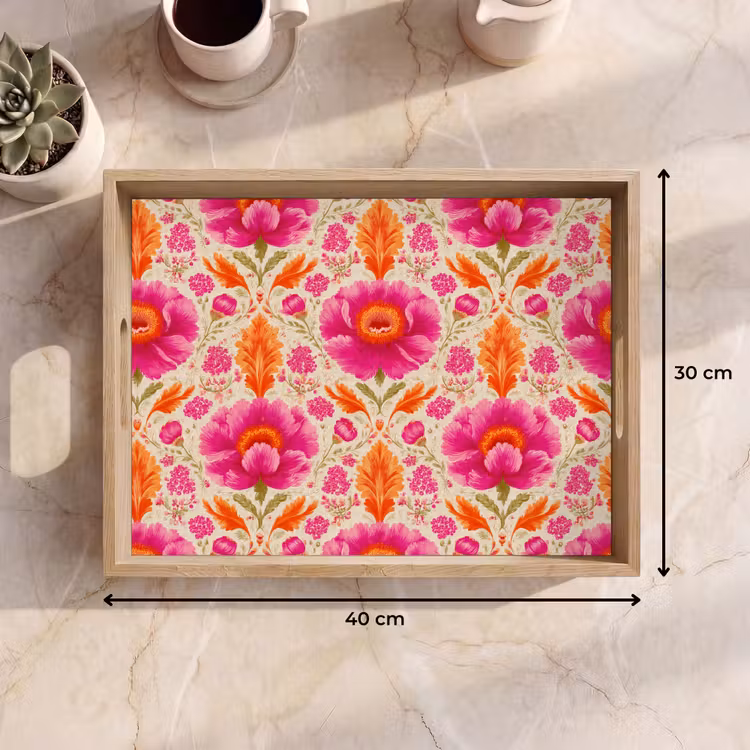 Bandeja - Flores - Barroco - Rosa - Naranja — 7