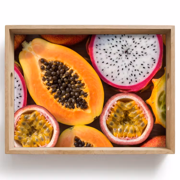 Bandeja - Fruta - Abierto - Tropical - Comida - Colorido — 1