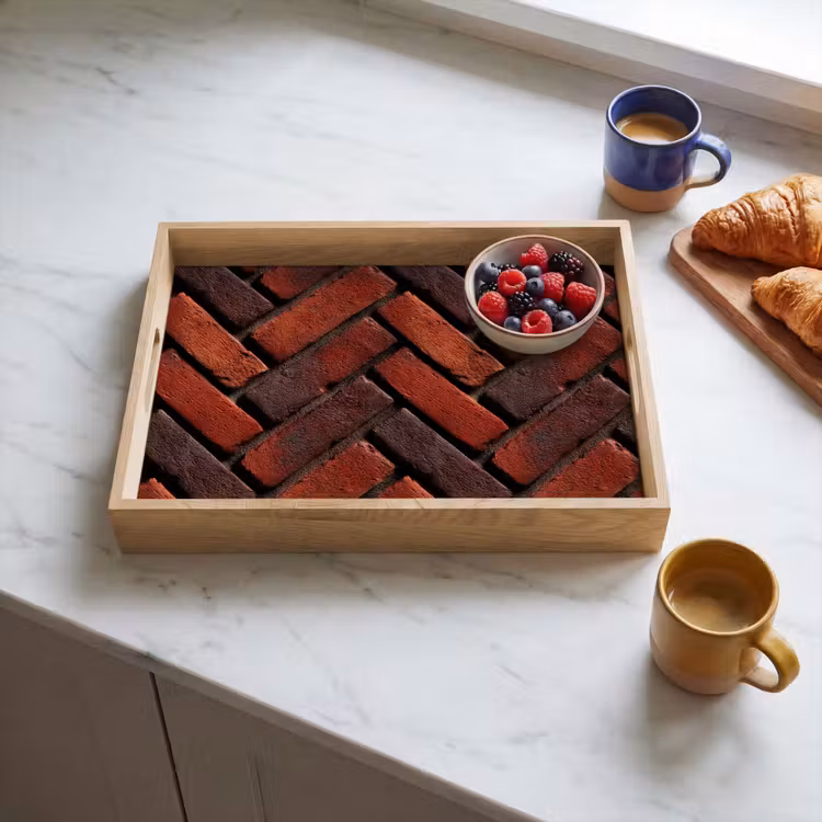 Bandeja - Ladrillos - Espiga - Textura - Marrón rojizo — 3