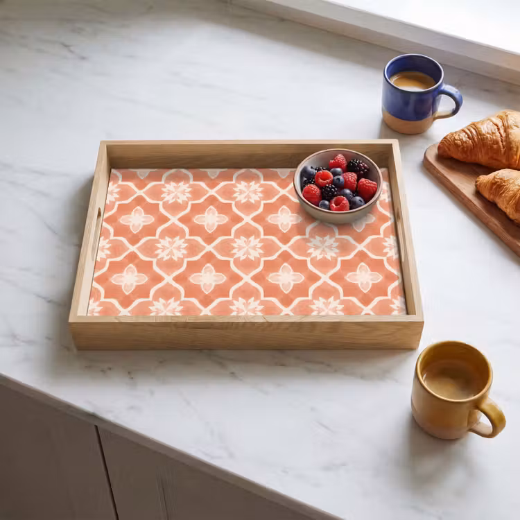 Bandeja - Motivo de azulejos - Arabesco - Vintage - Terracota — 3