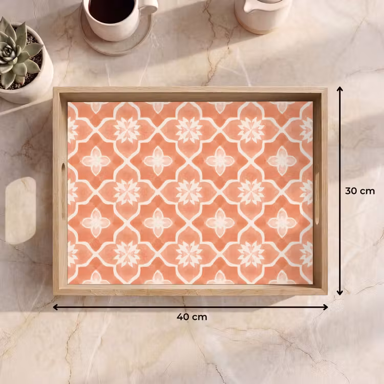 Bandeja - Motivo de azulejos - Arabesco - Vintage - Terracota — 7