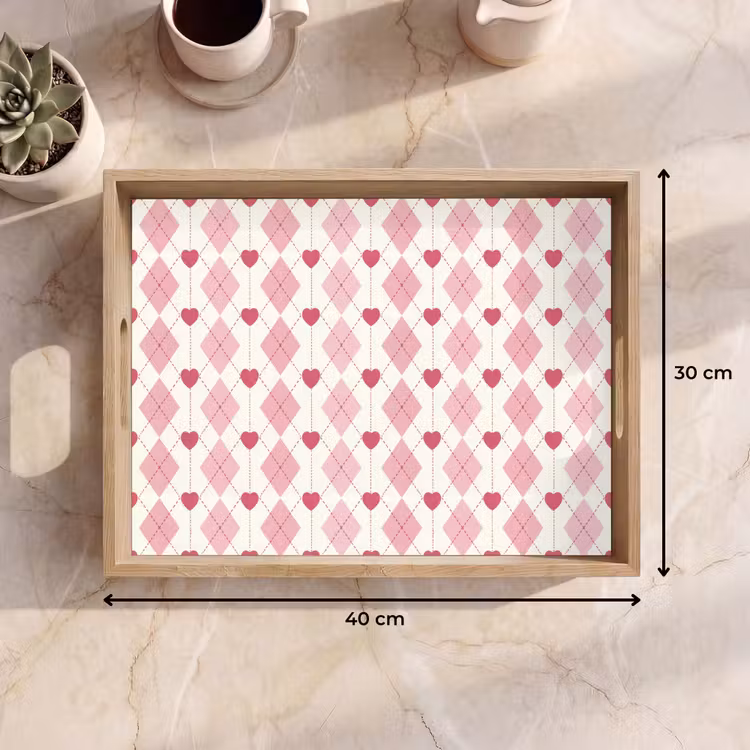 Bandeja - Rombos - Clásico - Rosa - Blanco — 7