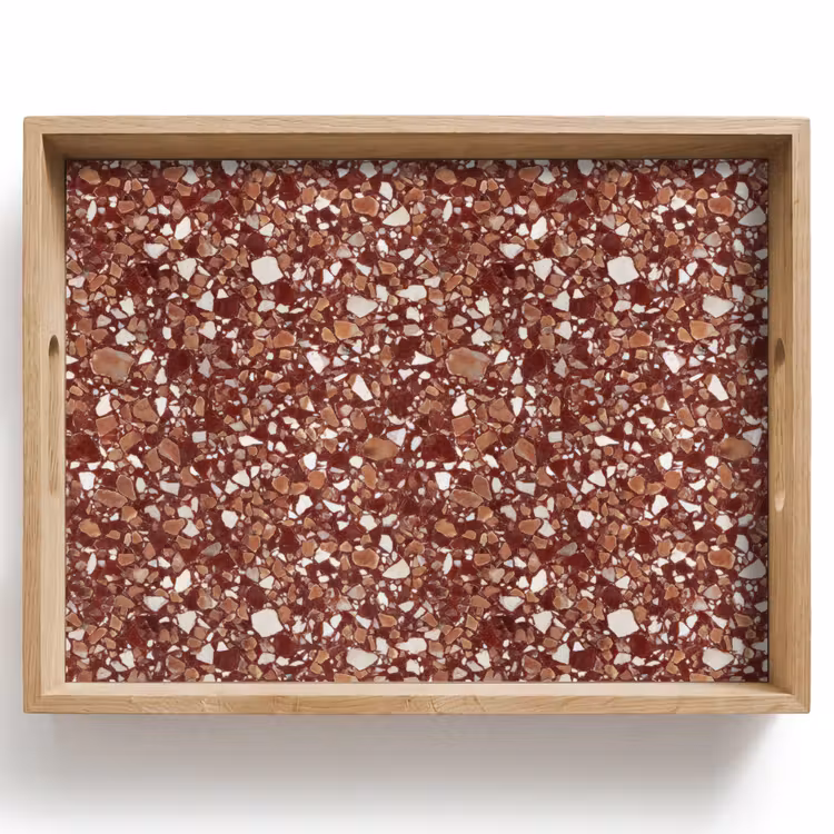 Bandeja - Terrazzo - Estampado - Textura de piedra - Marrón rojizo — 1