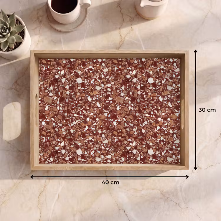 Bandeja - Terrazzo - Estampado - Textura de piedra - Marrón rojizo — 7