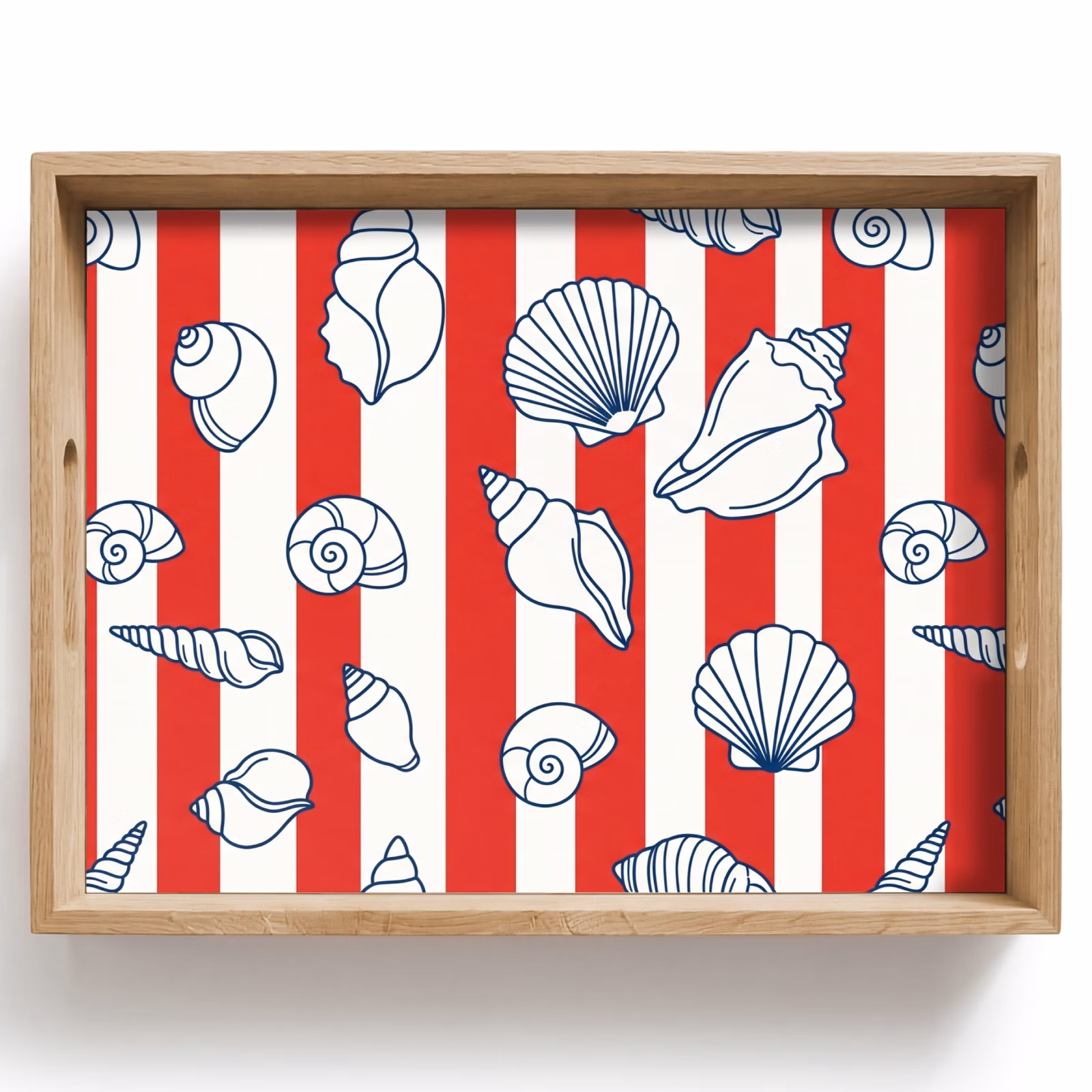 Bandeja - Concha - Animales marinos - Verano - Ilustración - Rojo - Azul — 1