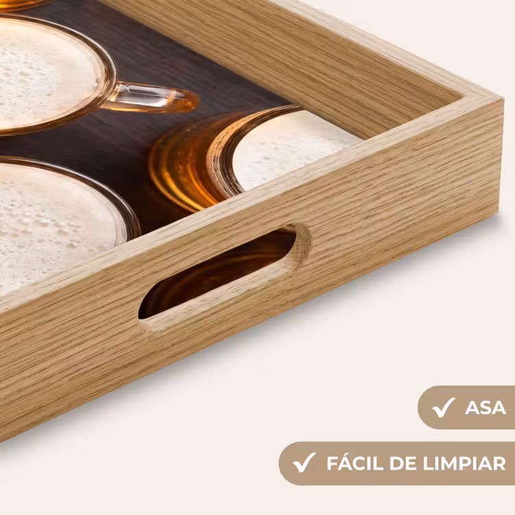Bandeja - Cerveza - Vasos - Espuma - Madera - Bebida — 8