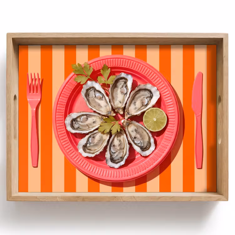 Bandeja - Comida - Ostras - Marisco - Naranja - Moderno — 1