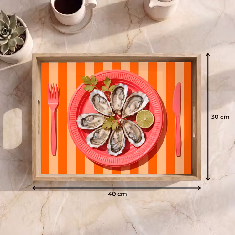 Bandeja - Comida - Ostras - Marisco - Naranja - Moderno — 7