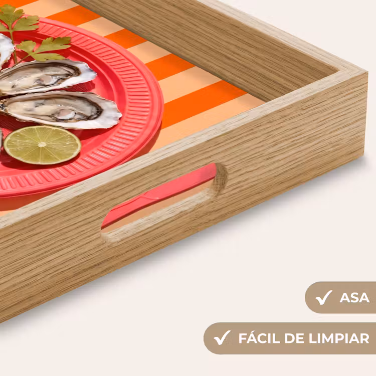 Bandeja - Comida - Ostras - Marisco - Naranja - Moderno — 8