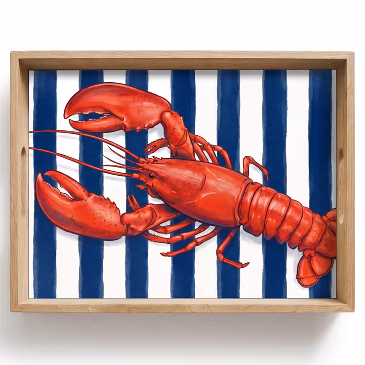 Bandeja - Crustáceo - Langosta - Marino - Ilustración - Rojo — 1