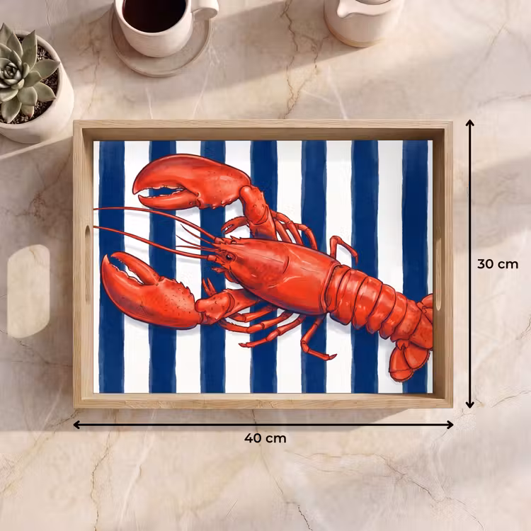 Bandeja - Crustáceo - Langosta - Marino - Ilustración - Rojo — 7
