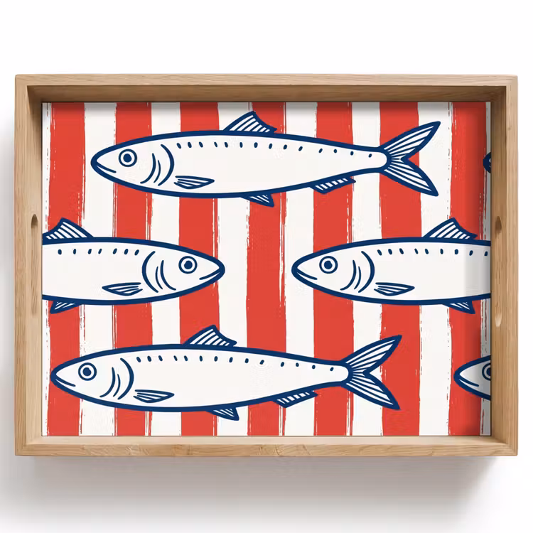 Bandeja - Pez - Estampado - Rayas - Ilustración - Rojo — 1
