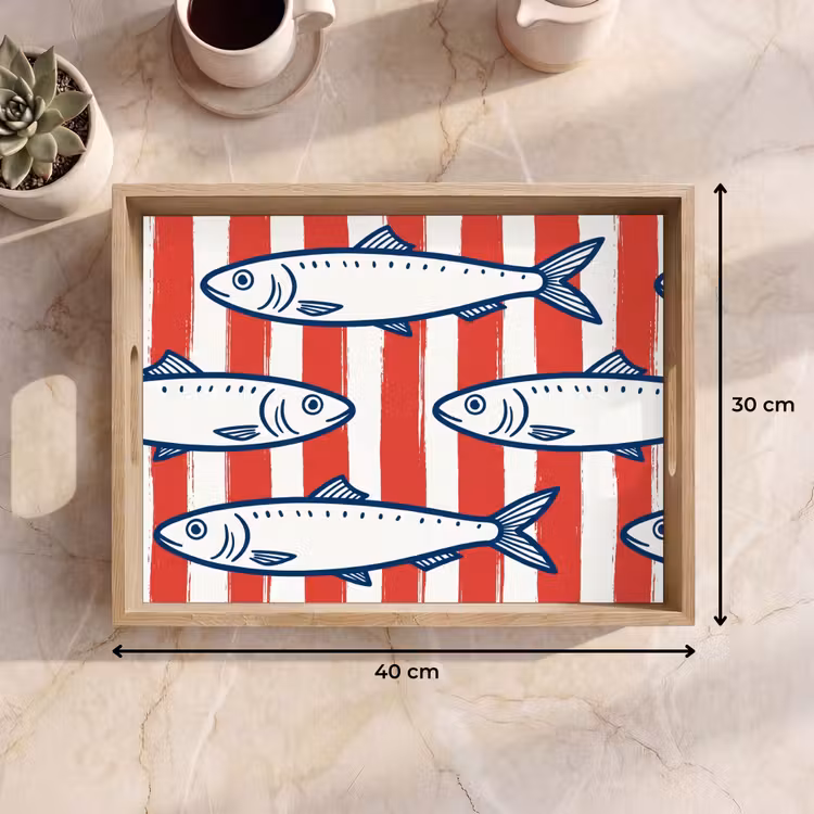 Bandeja - Pez - Estampado - Rayas - Ilustración - Rojo — 7