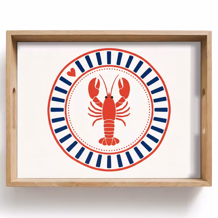 Bandeja - Vida marina - Langosta - Emblema - Gráfico - Rojo — 1