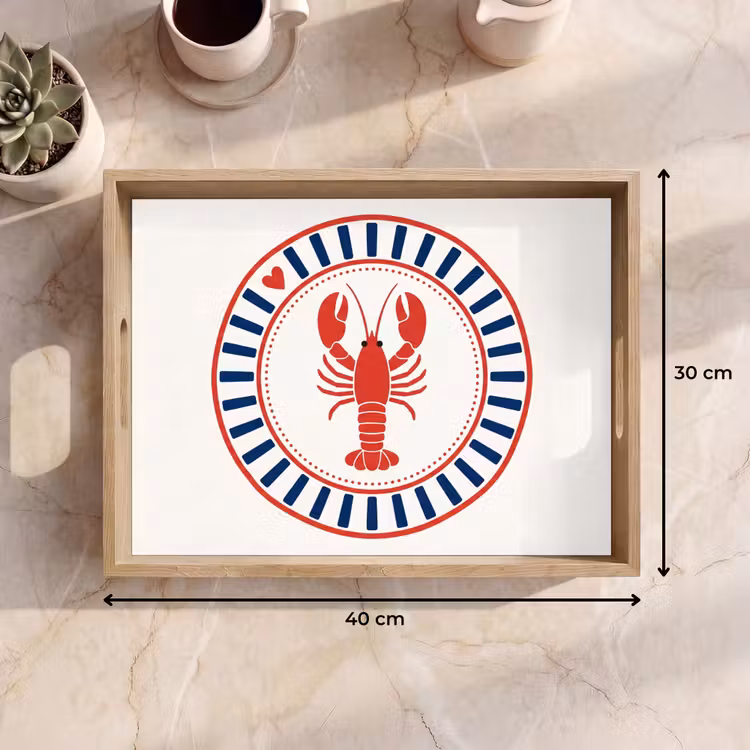 Bandeja - Vida marina - Langosta - Emblema - Gráfico - Rojo — 7