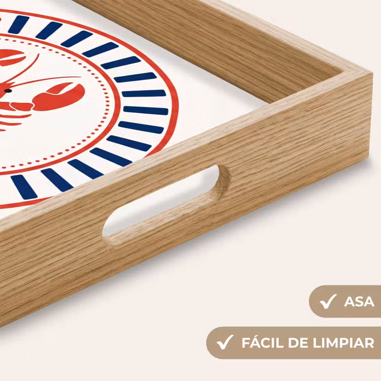 Bandeja - Vida marina - Langosta - Emblema - Gráfico - Rojo — 8