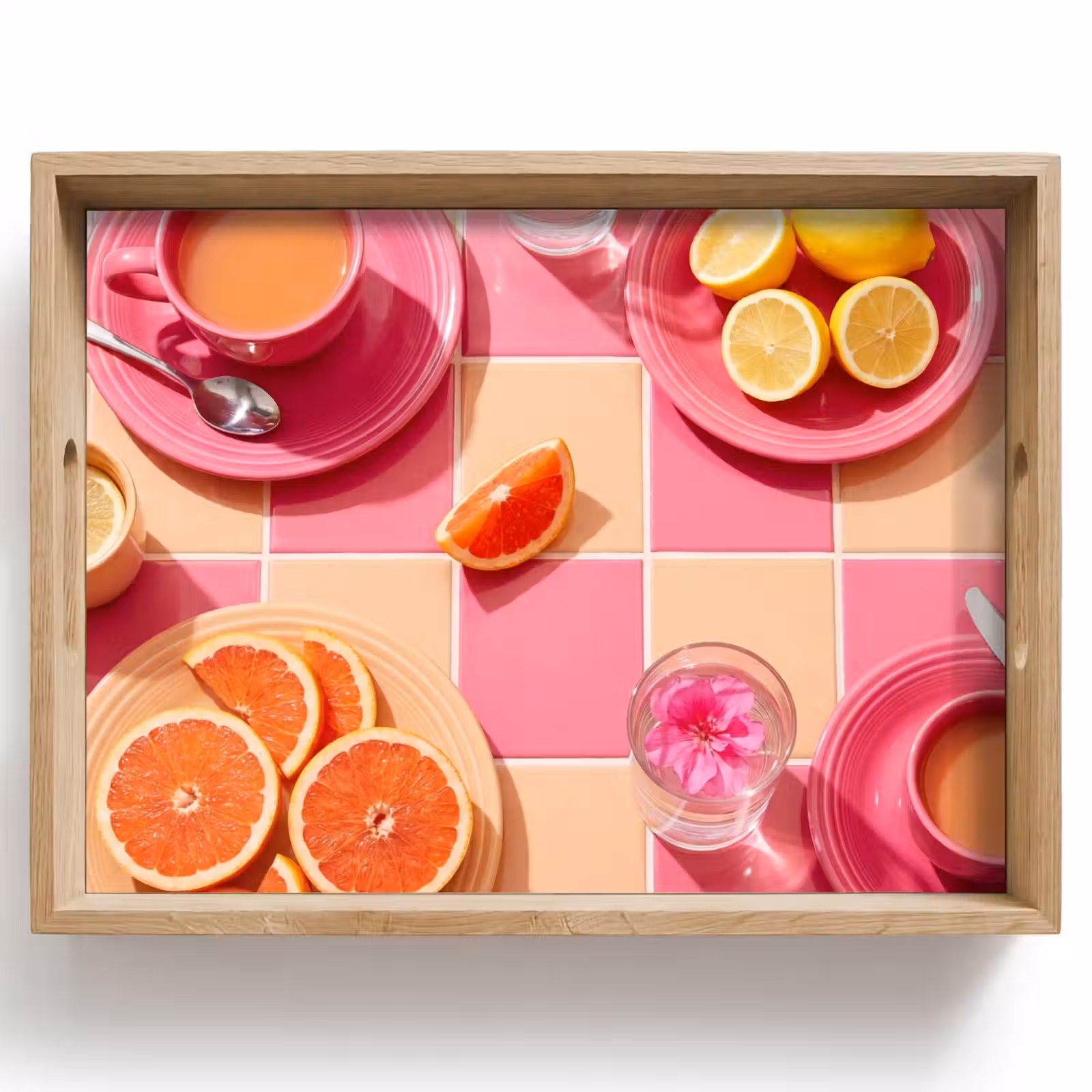 Bandeja - Comida - Cítricos - Naturalezas muertas - Rosa - Naranja — 1
