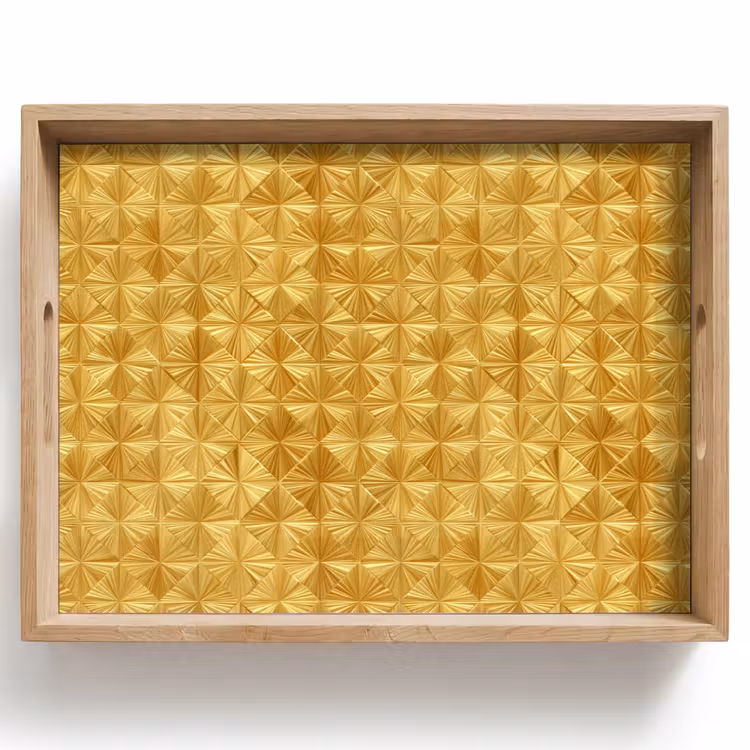 Bandeja - Azulejos - Geométricos - En relieve - Dorados — 1