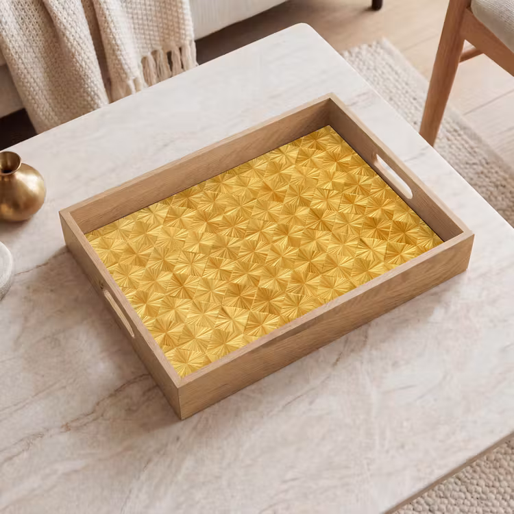 Bandeja - Azulejos - Geométricos - En relieve - Dorados — 2