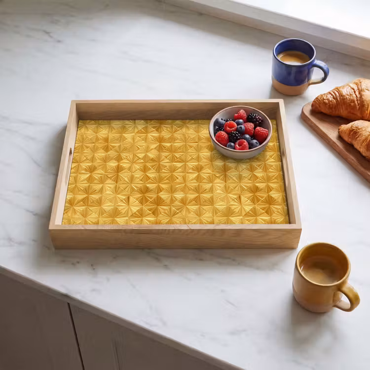 Bandeja - Azulejos - Geométricos - En relieve - Dorados — 3