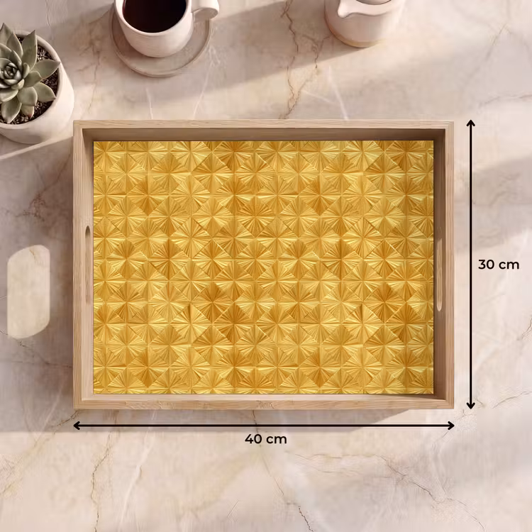Bandeja - Azulejos - Geométricos - En relieve - Dorados — 7