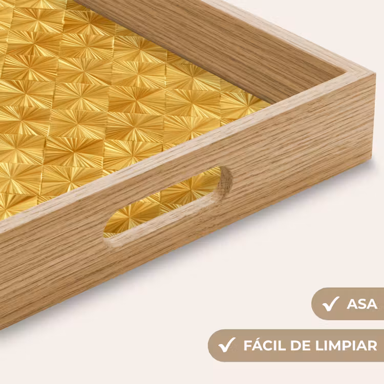 Bandeja - Azulejos - Geométricos - En relieve - Dorados — 8
