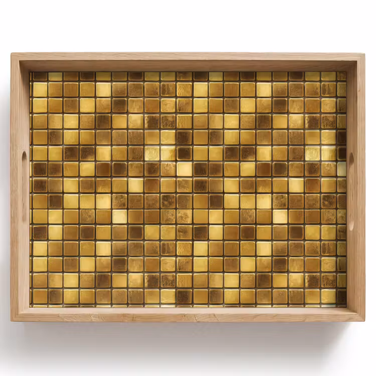Bandeja - Azulejos - Mosaico - Lujo - Oro cálido — 1