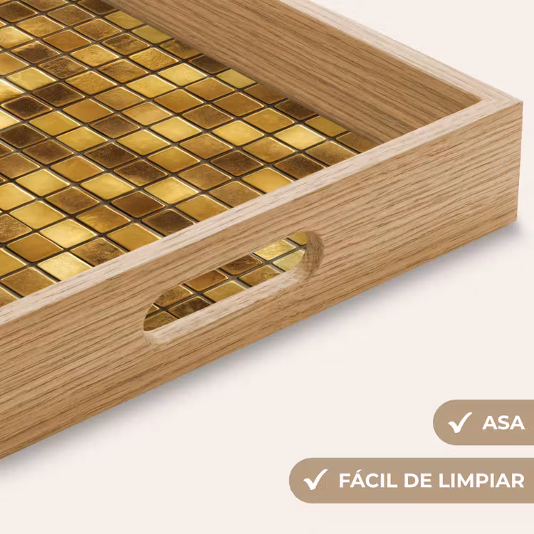 Bandeja - Azulejos - Mosaico - Lujo - Oro cálido — 8