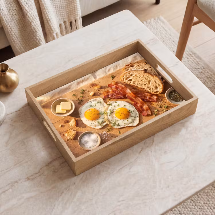 Bandeja - Comida - Desayuno - Madera - Rústico - Amarillo — 2