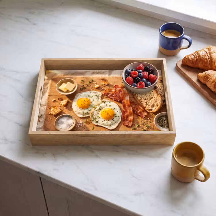 Bandeja - Comida - Desayuno - Madera - Rústico - Amarillo — 3
