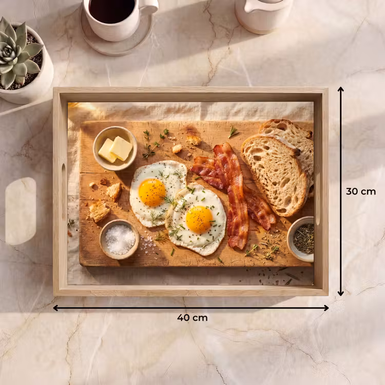 Bandeja - Comida - Desayuno - Madera - Rústico - Amarillo — 7